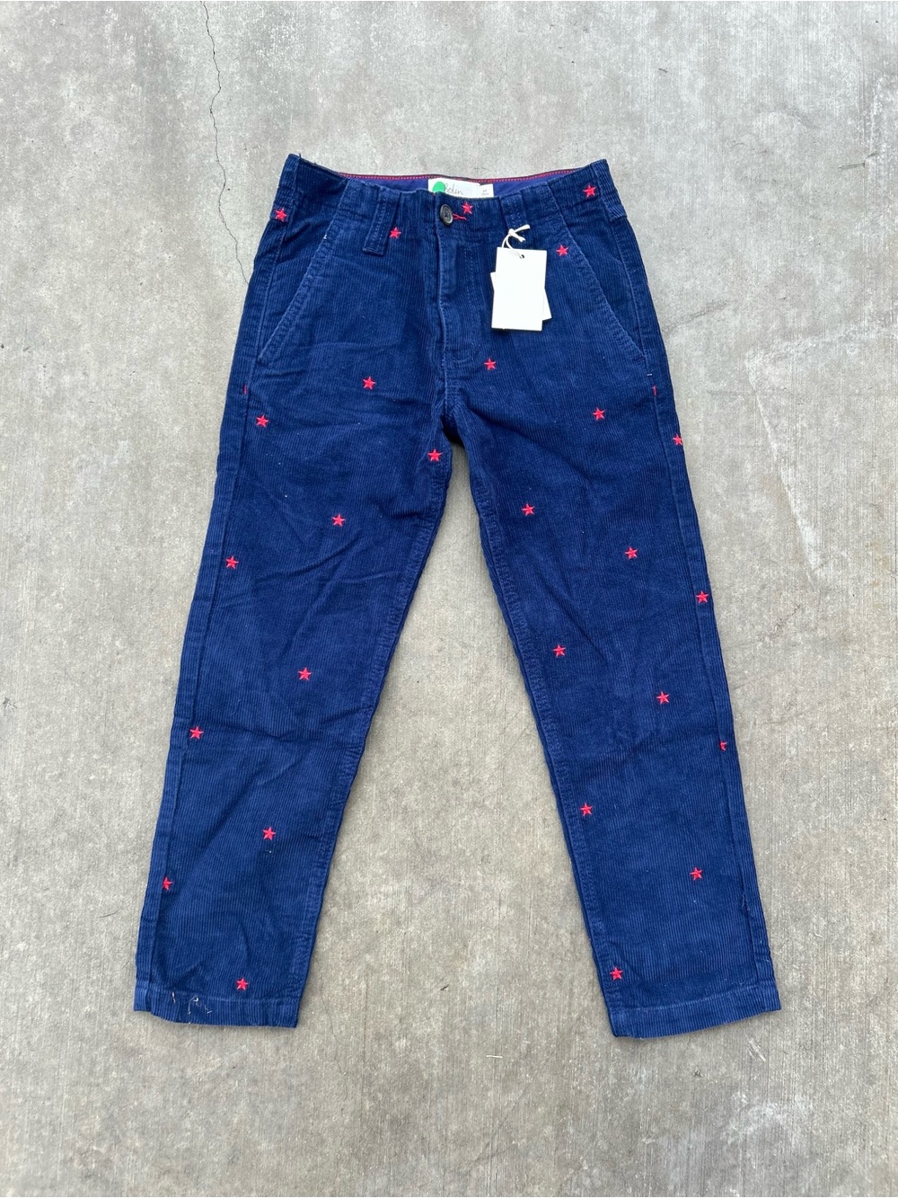 BODEN Kids Navy Corduroy Pants with Red Star Embroidery size 6Y